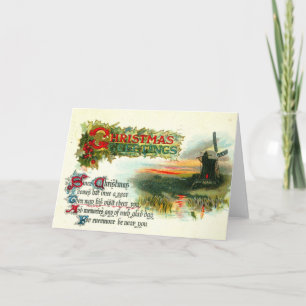 1912 Christmas Greetings Windmill Holiday Card