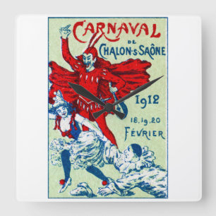 1912 French Carnaval Square Wall Clock