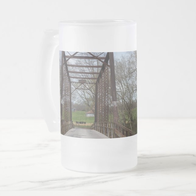 1912 Green Bridge Frosted Glass Beer Mug (Front Left)