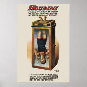 1912 Houdini Chinese Water Torture Vintage Style Poster