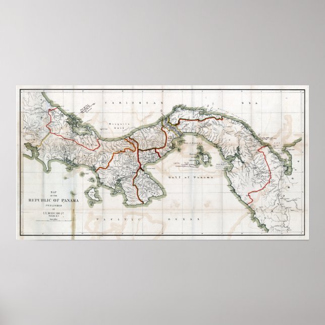 1912 Map of Panama Poster (Front)