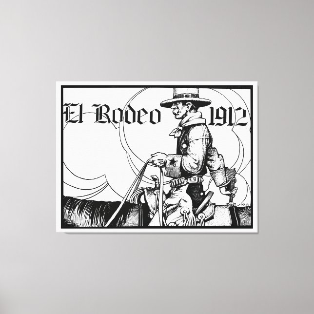 1912 Rodeo Cowboy Country western Art  Canvas Print (Front)