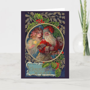 1912 Santa Claus and star angel Christmas card