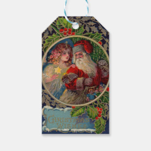 1912 Santa Claus and star angel  Gift Tags