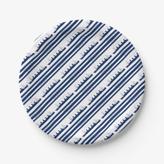 1912 Titanic blue stripe 5 Paper Plate (Front)