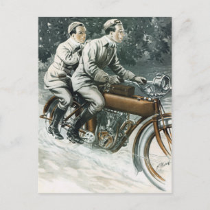 1912 Vintage Motorcycle Illustration Postcard