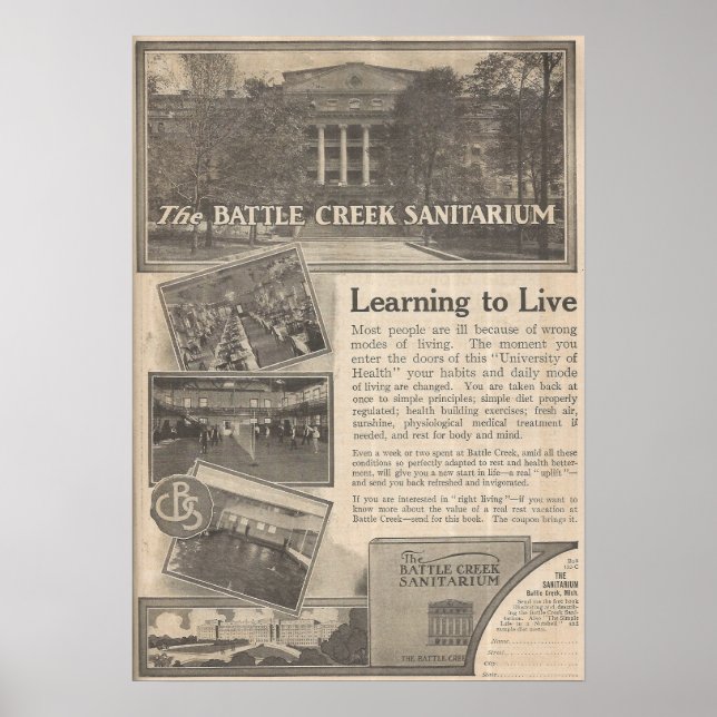 1913 Battle Creek Sanitorium, Michigan Poster (Front)