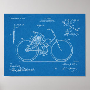 1913 Bicycle Transmission Design Patent Art Print
