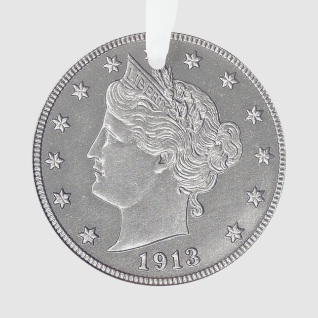 1913 Liberty Head Nickel Acrylic Ornament (Front)