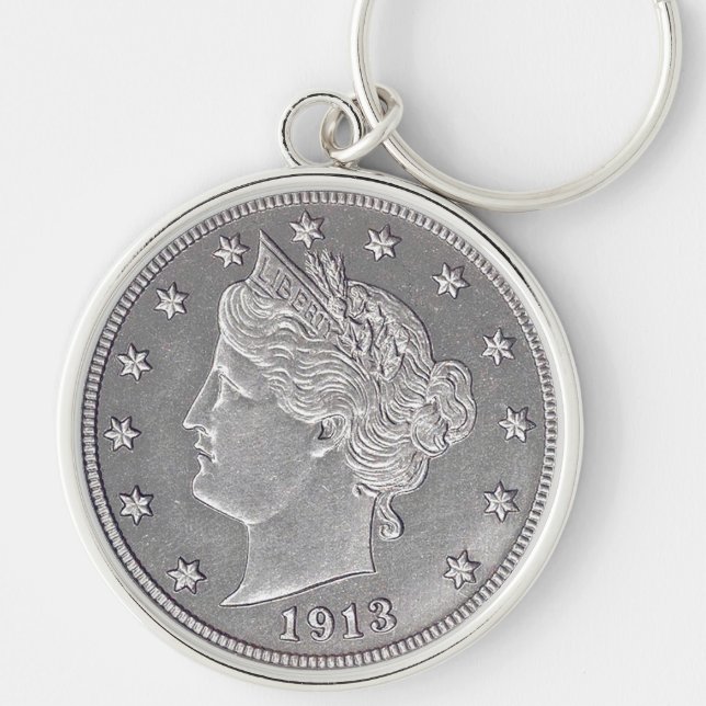 1913 Liberty Head Nickel Premium Round Keychain (Front)