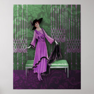 1913 Luxe: Vintage Fashion in Lilac & Mint Poster