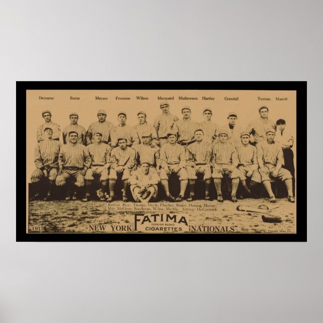 1913 New York Giants Fatima Tobacco Card Poster (Front)