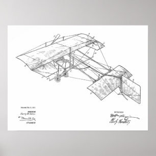 1913 Vintage Aeroplane Patent Art Drawing Print