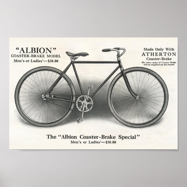 1913 Vintage Albion Bicycle Ad Art Poster (Front)