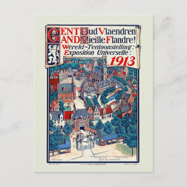 1913 World Expo Ghent Old Flanders Historical Postcard (Front)