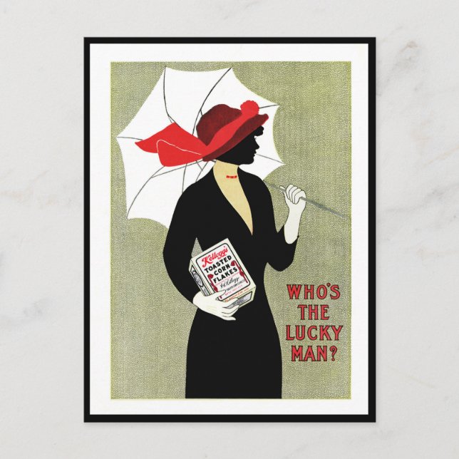 1914 ART DECO "LUCKY MAN" CORN FLAKES ADV POSTCARD (Front)