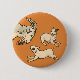 1914 billygoat and dogs 6 cm round badge