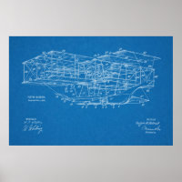 1914 Flying Machine Aeroplane Patent Art Drawing