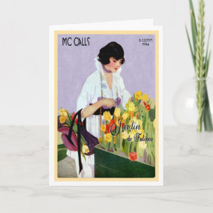 1914!!! "FRENCH TULIP GARDEN" VINTAGE GREETING CARD