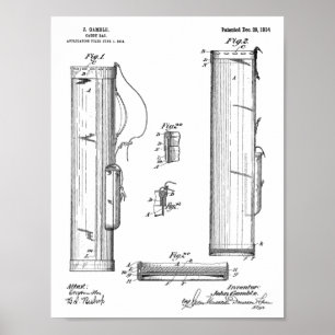 1914 Golf Caddy Club Bag Design Patent Art Print