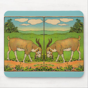 1914 grazing billygoat illustration mouse mat