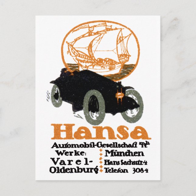 1914 Hansa Automobile Postcard (Front)