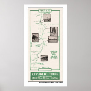 1914 Map, Carson City, Steamboat, Glenbrook Poster
