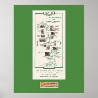 1914 Map, LA to Long Beach Poster