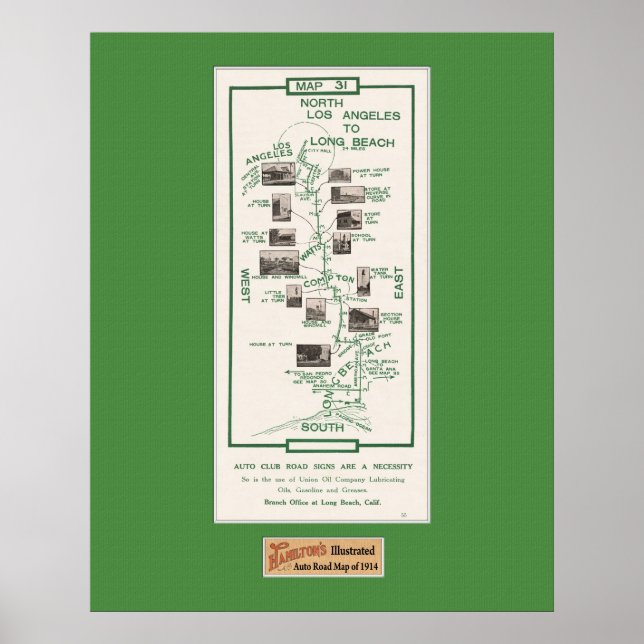 1914 Map, LA to Long Beach Poster (Front)