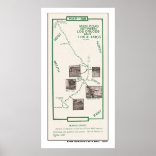 1914 Map, Los Cruces to Los Alamos Poster