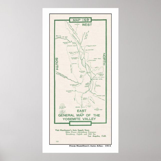 1914 Map of Yosemite Valley Poster (Front)