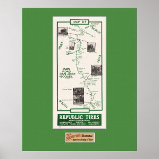 1914 Map, San Jose to Soquel Poster