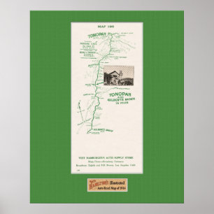 1914 Map, Tonopah to Gilbert’s Ranch Poster