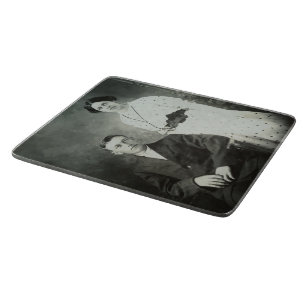 1914 Mr & Mrs Hill RPPC B&W Photo Couple Image Cutting Board