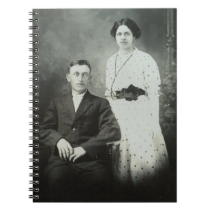1914 Mr & Mrs Hill RPPC B&W Photo Couple Image Notebook