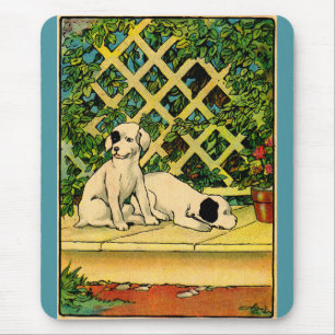 1914 two dogs being curious mouse mat