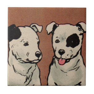1914 two dogs children's book illustration tile