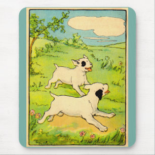 1914 two dogs running mouse mat