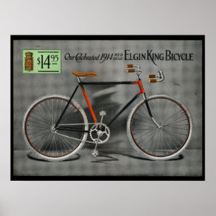 1914 Vintage Elgin King Bicycle Ad Art Poster