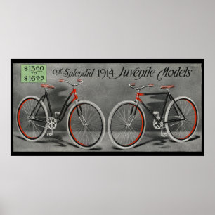 1914 Vintage Sears Juvenile Bicycle Ad Art Poster