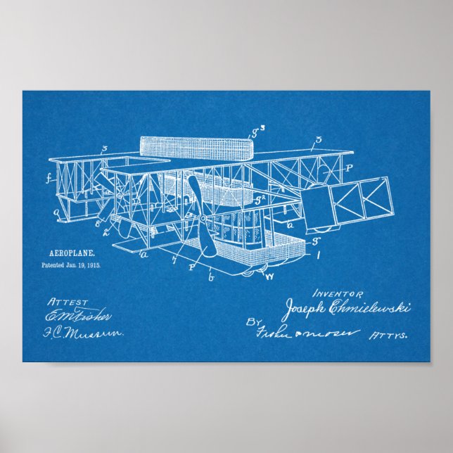 1915 Airship Aeroplane Patent Art Drawing Print (Front)