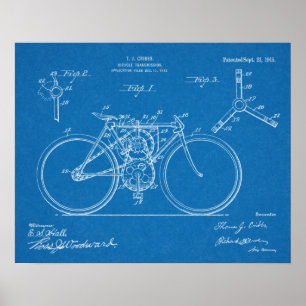 1915 Bicycle Transmission Design Patent Art Print
