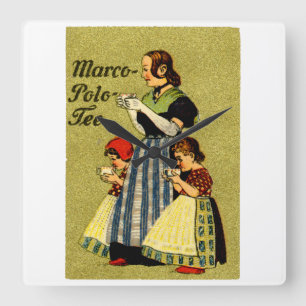 1915 Enjoy Marco Polo Tea Square Wall Clock