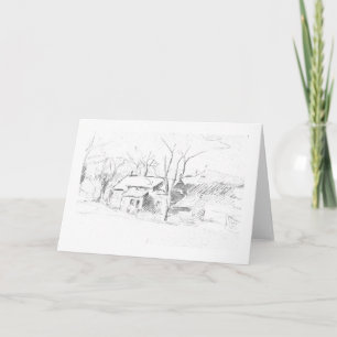 1915 Farmhouse & fields, Madison CT Thank You Card