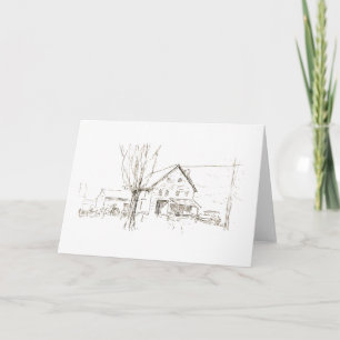 1915 Farmhouse sketch -Madison, CT Thank You Card
