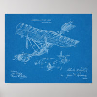 1915 Flying Machine Aeroplane Patent Art Drawing