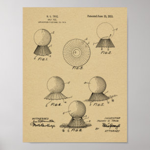 1915 Golf Ball Tee Design Patent Art Print