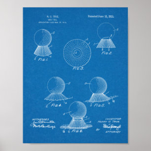 1915 Golf Ball Tee Design Patent Art Print
