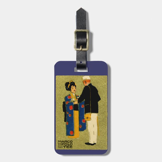 1915 Marco Polo Tea Luggage Tag (Front Vertical)