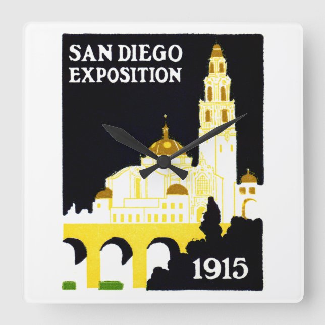 1915 San Diego Exposition Square Wall Clock (Front)
